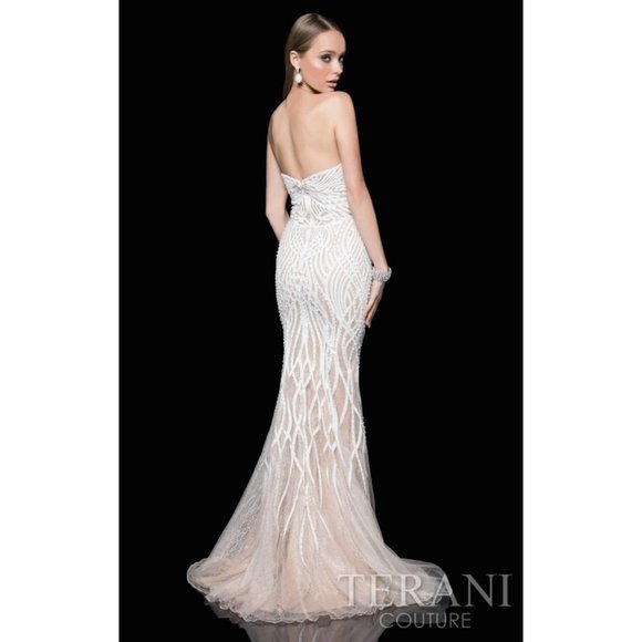 Terani Couture 1611GL0473 Evening Beaded Ivory Nude Formal Gown - Picture 3 of 9